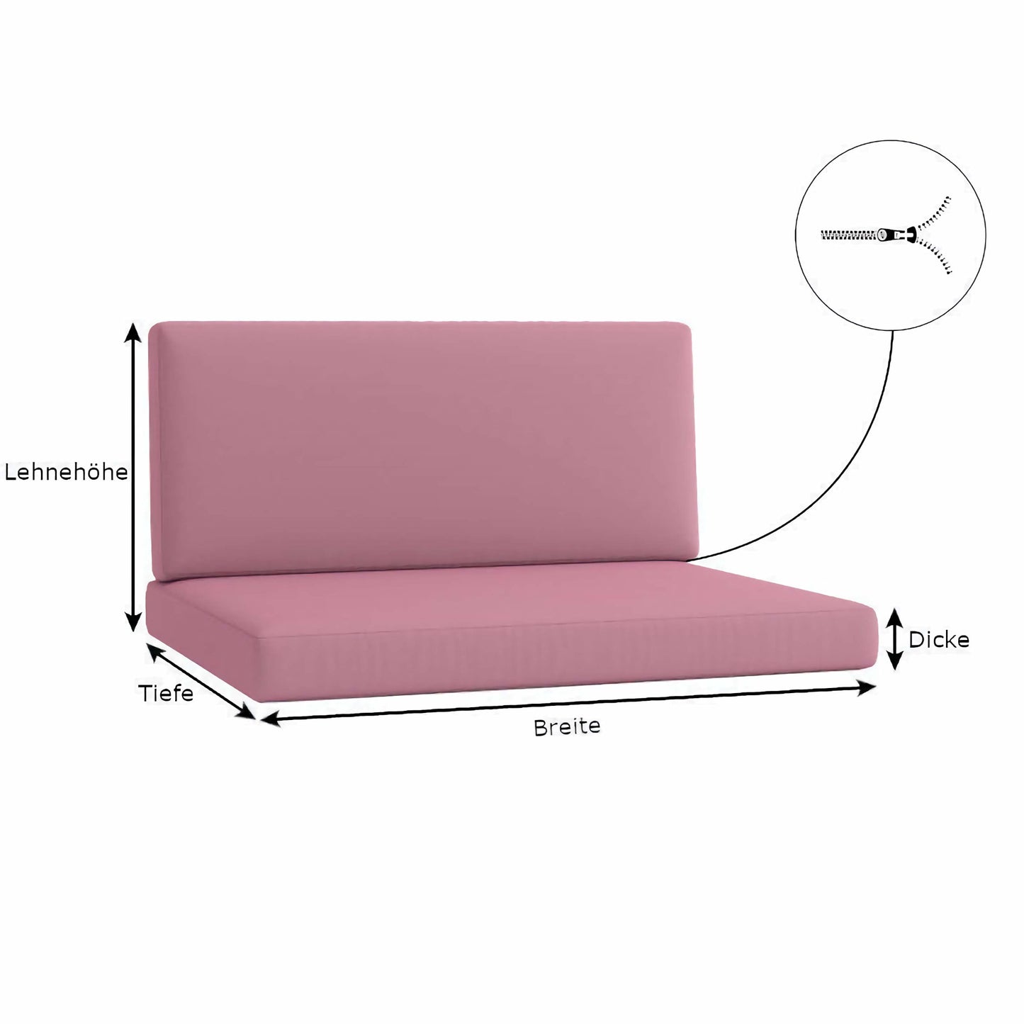 Outdoor Flop Sitzkissen mit Rückenlehne Abmessungen