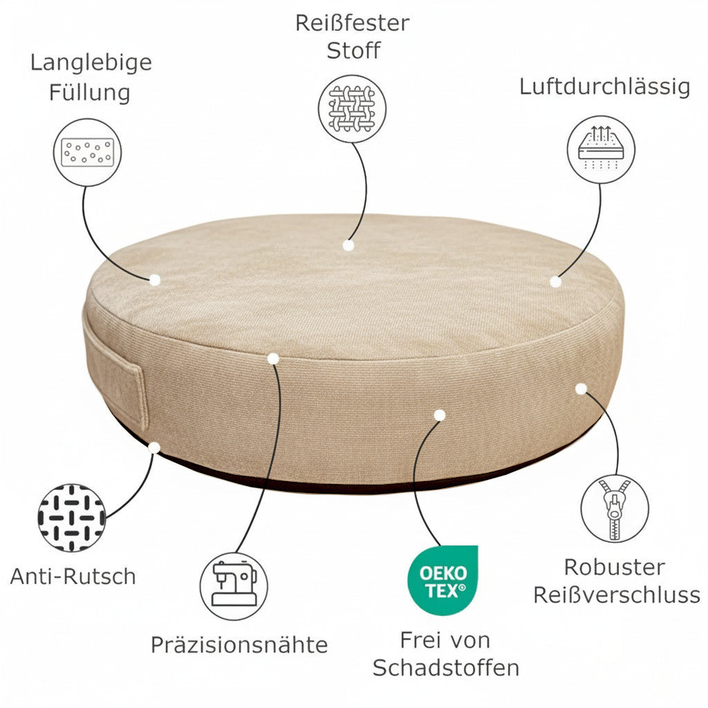 Runde Bodenkissen nach maß Eigenschaften
