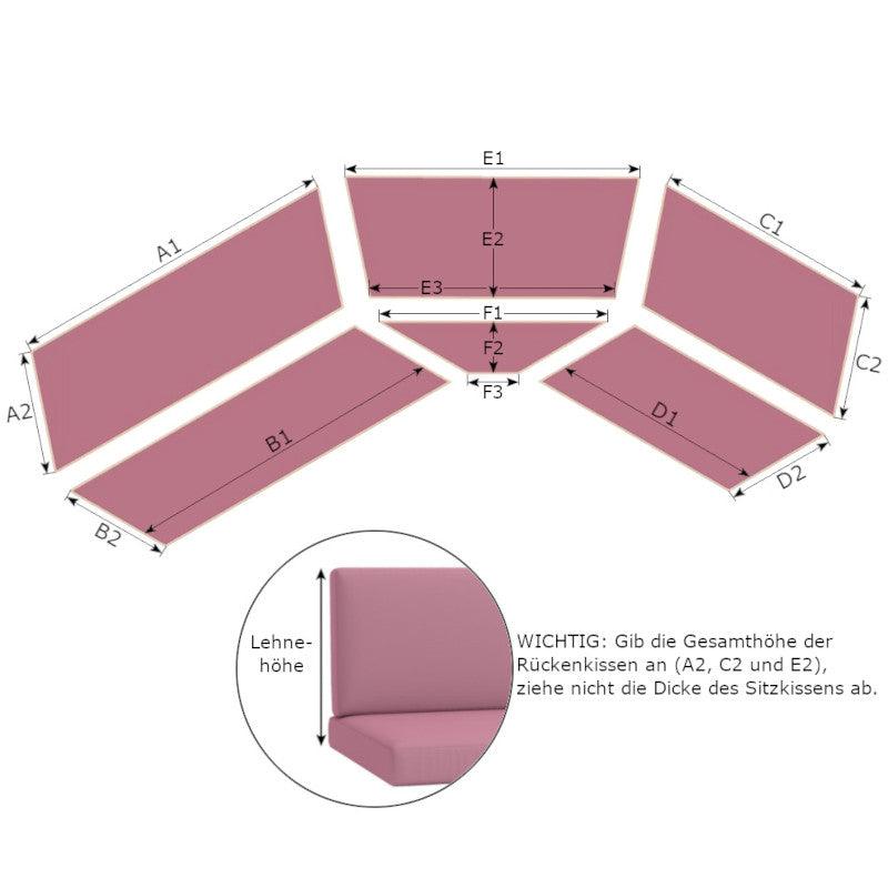 Eckbank Polster mit Rückenlehne Maßen und Trapez Ecke